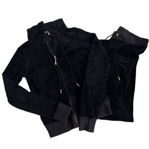 Juicy Couture Y2K Black Velour Tracksuit Set size XS-S